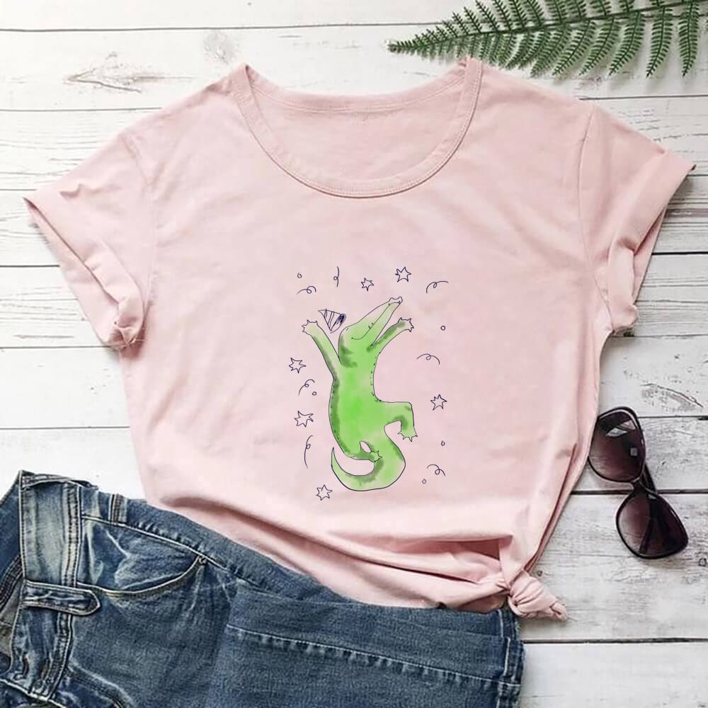 T-shirt à manches courtes grande taille à motif crocodile - Rose clair - 3XL - image 1