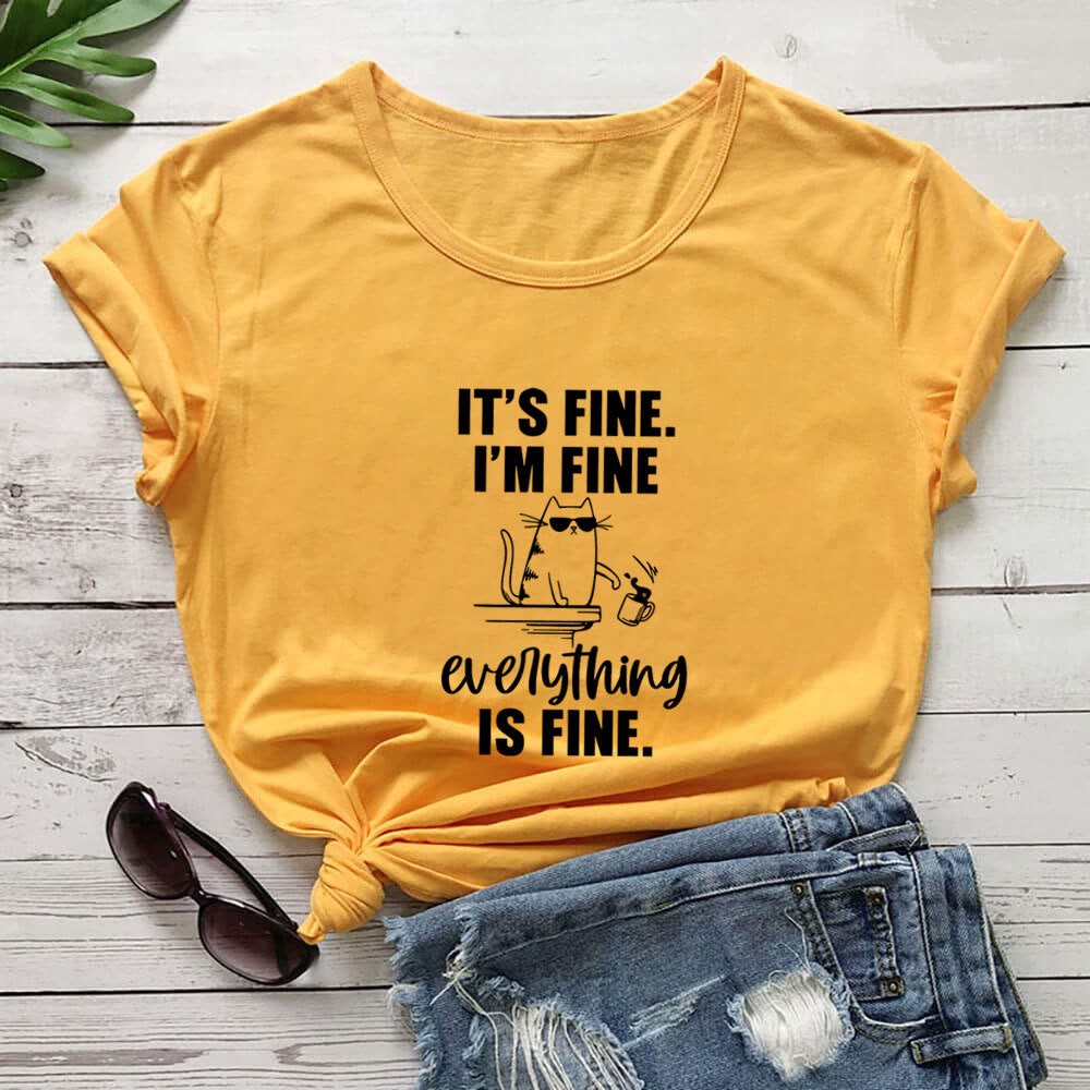 T-shirt à manches courtes grande taille Chat espiègle - Jaune - 3XL - image 7