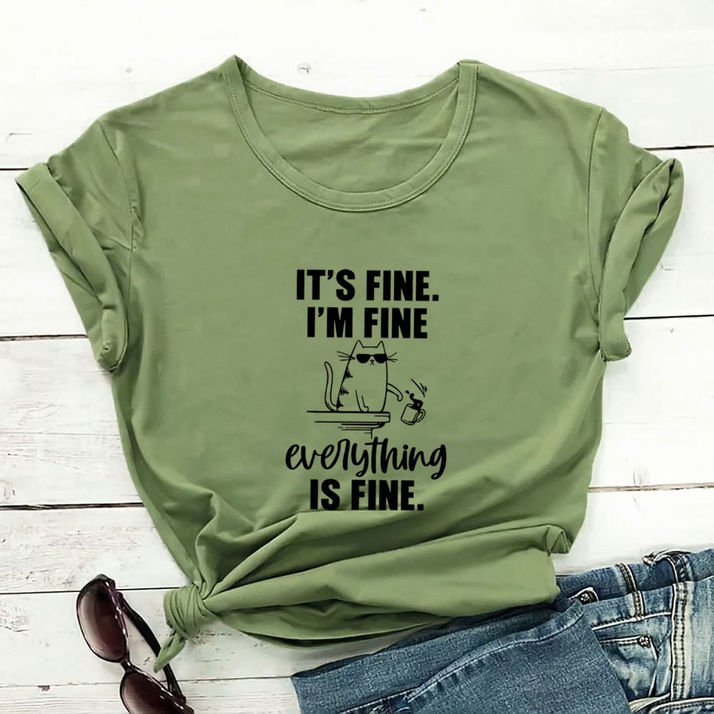 T-shirt à manches courtes grande taille Chat espiègle - Vert - 3XL - image 6