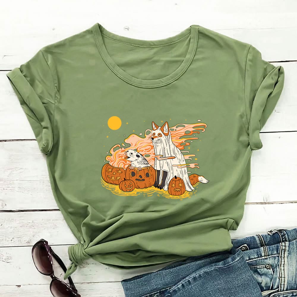 T-shirt à manches courtes grande taille pour chien citrouille - Vert - 3XL - image 2