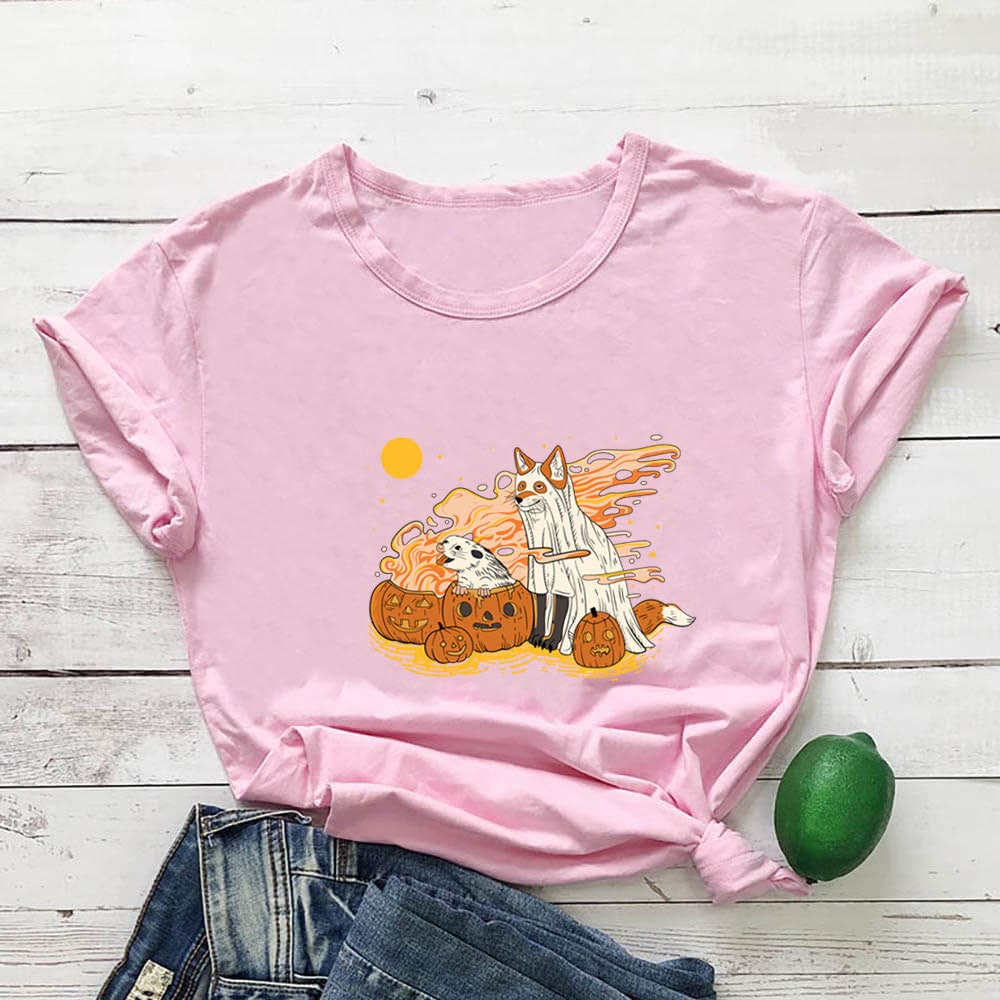 T-shirt à manches courtes grande taille pour chien citrouille - Rose - 3XL - image 6