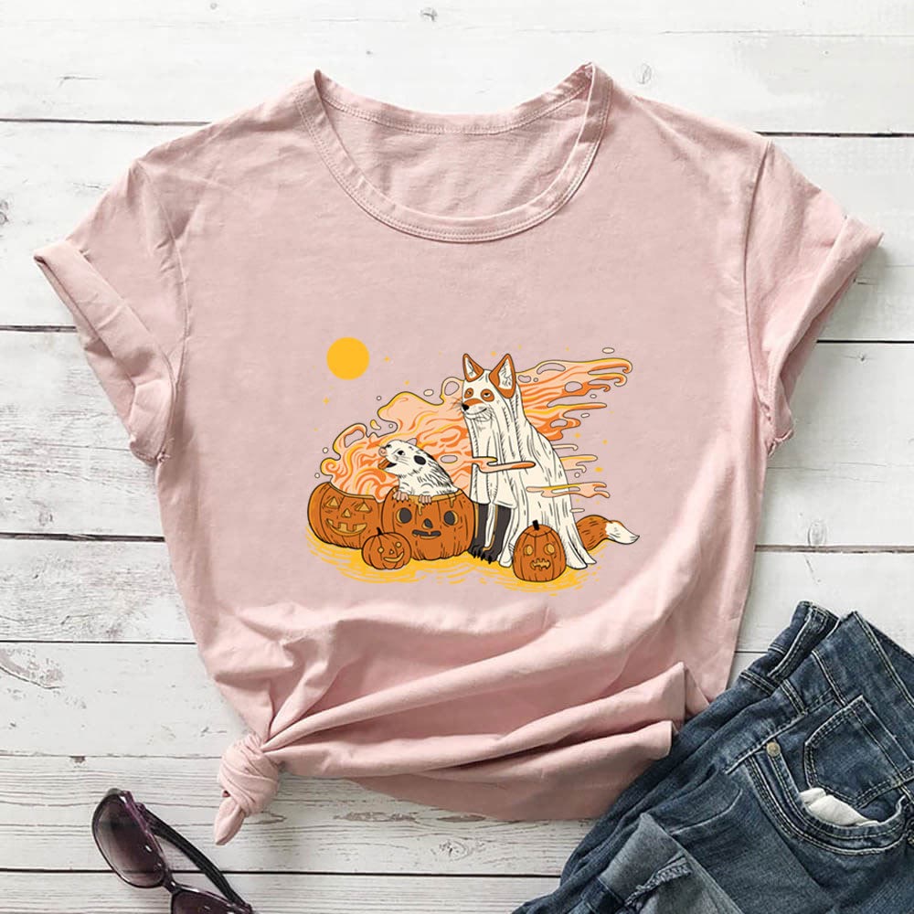 T-shirt à manches courtes grande taille pour chien citrouille - Rose clair - 3XL - image 5