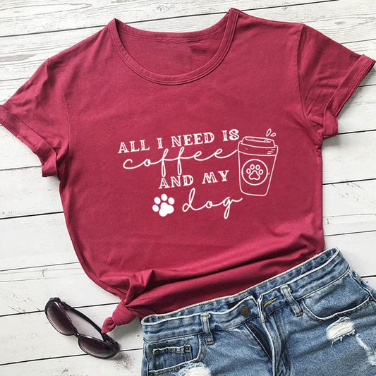 T-shirt à manches courtes grande taille avec empreintes de pattes de chien - Vin - 3XL - image 0