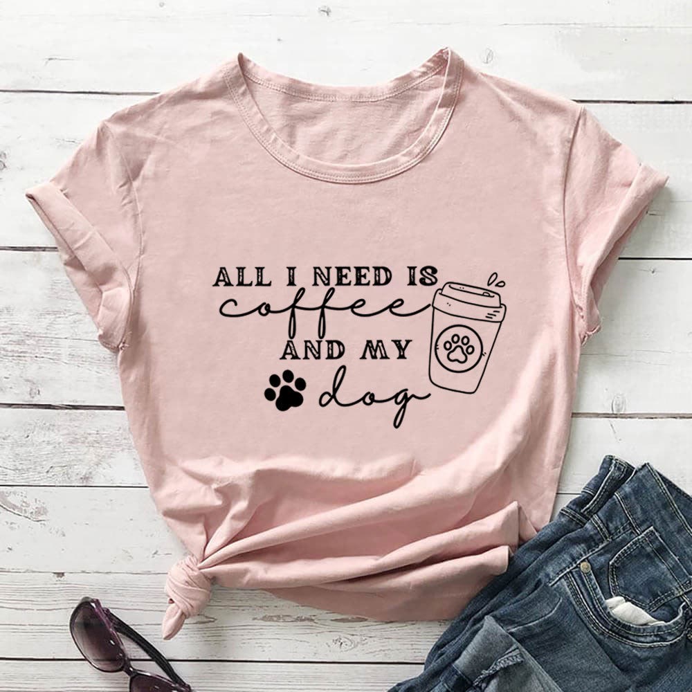 T-shirt à manches courtes grande taille avec empreintes de pattes de chien - Rose clair - 3XL - image 2