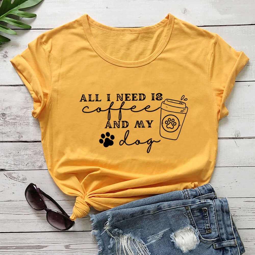 T-shirt à manches courtes grande taille avec empreintes de pattes de chien - Jaune - 3XL - image 7