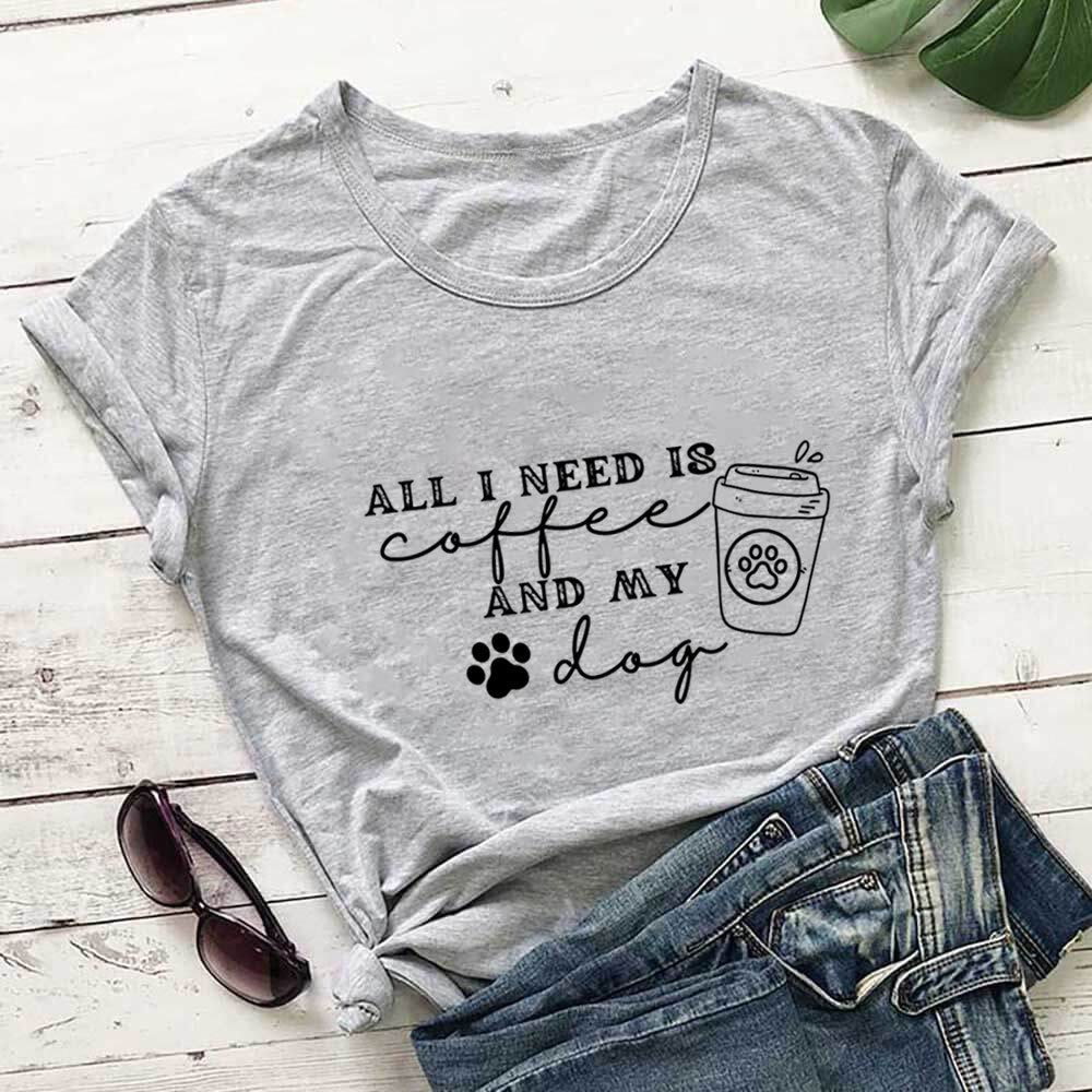 T-shirt à manches courtes grande taille avec empreintes de pattes de chien - Gris - 3XL - image 8