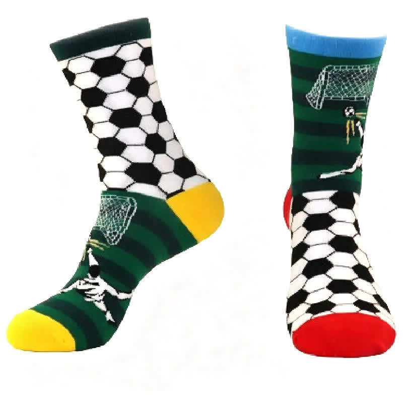 Chaussettes de football rayées en coton (2 paires) - Vert - UE39-46 (US6-12) - image 3