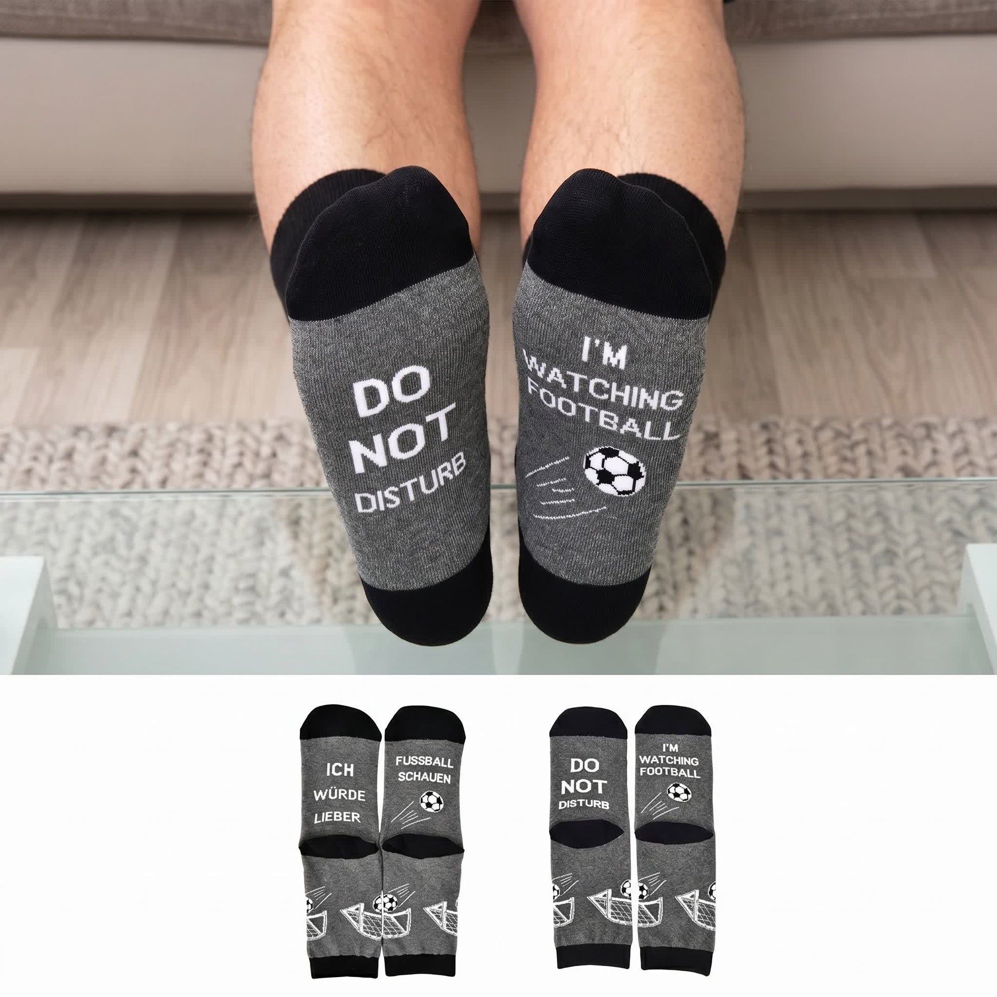 Chaussettes en coton à message footballistique (2 paires) - Multicolore - UE39-46 (US6-12) - image 0