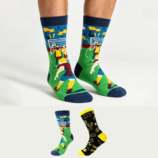 Chaussettes courtes à slogan de football (2 paires) - Multicolore - EU38-44(US5-10) - image 0
