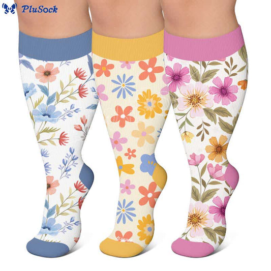 Chaussettes de compression en maille florale grande taille - image 0