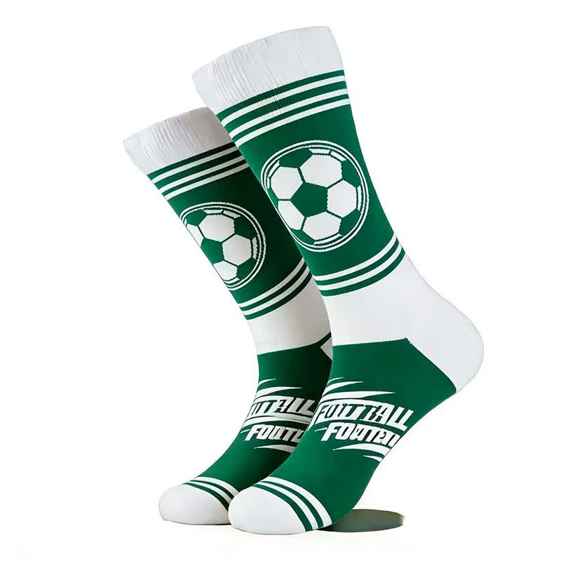 Chaussettes courtes en coton à motif football (5 paires) - Vert - EU42-46 (US8.5-12) - image 1
