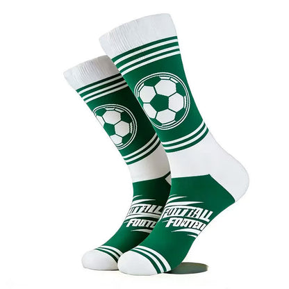 Chaussettes courtes en coton à motif football (5 paires) - Vert - EU42-46 (US8.5-12) - image 1