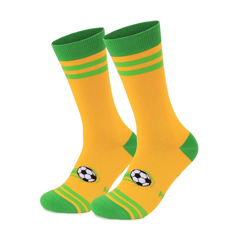 Chaussettes de football rayées colorées (3 paires) - Jaune - EU40-46(US7-12) - image 4