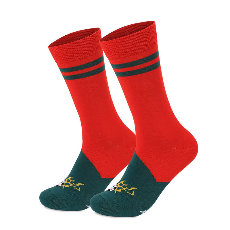 Chaussettes de football rayées colorées (3 paires) - Rouge - EU40-46(US7-12) - image 5