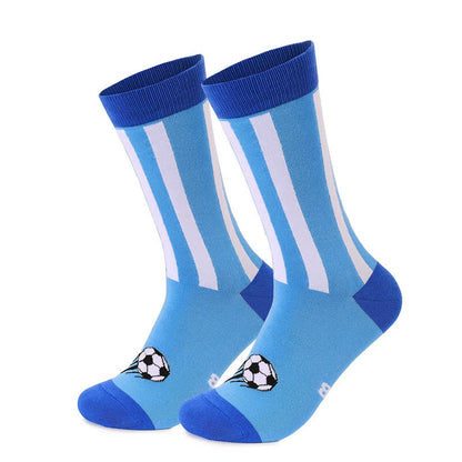 Chaussettes de football rayées colorées (3 paires) - Bleu - EU40-46(US7-12) - image 3