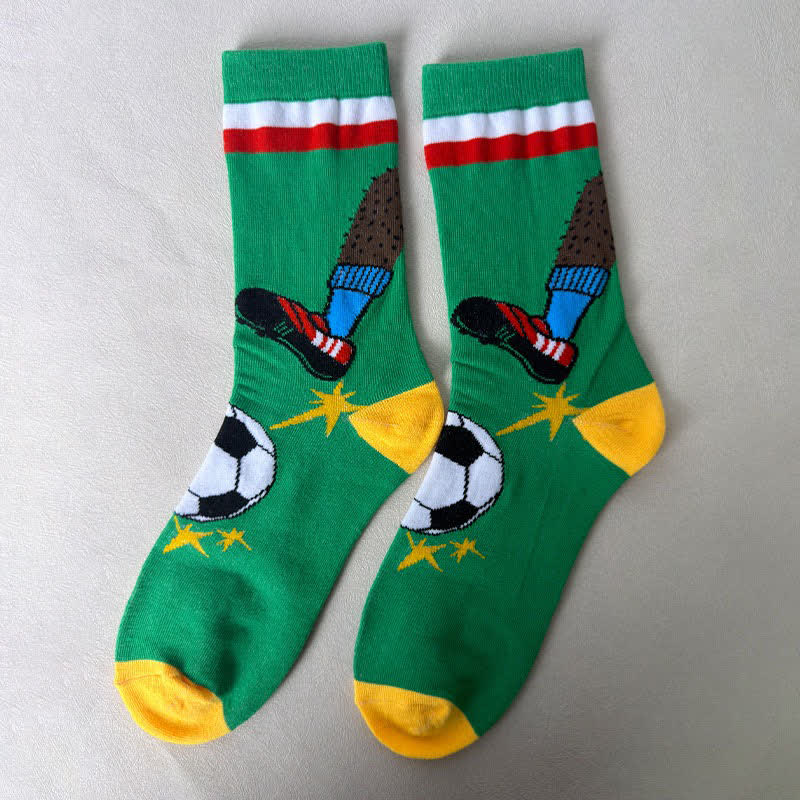 Chaussettes de football rayées (3 paires) - Vert - EU39-43(US6-9) - image 4