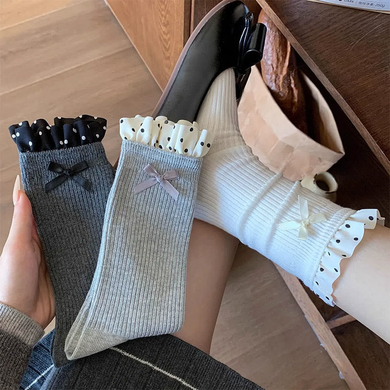 Chaussettes côtelées à volants (4 paires) - image 3