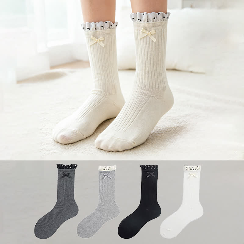 Chaussettes côtelées à volants (4 paires) - image 0