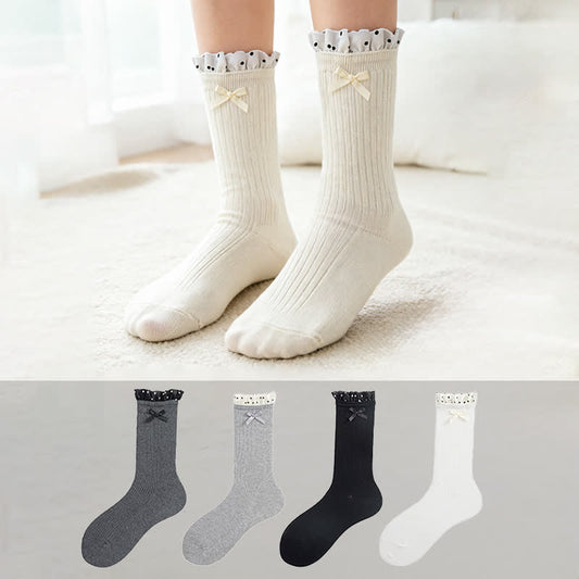 Chaussettes côtelées à volants (4 paires) - image 0