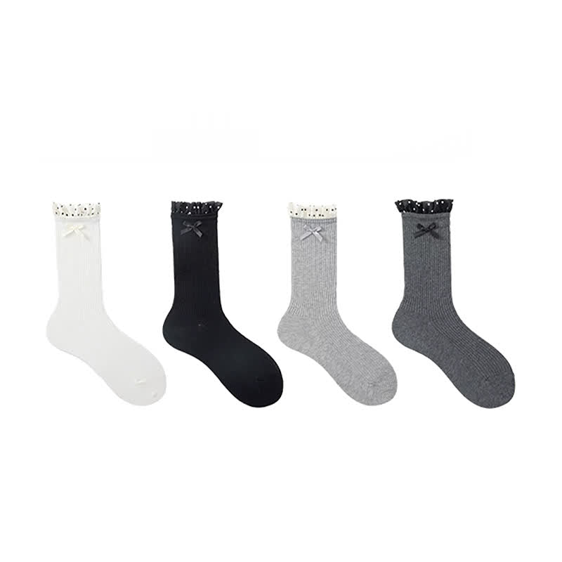 Chaussettes côtelées à volants (4 paires) - Noir - EU36-40(US3-7) - image 6