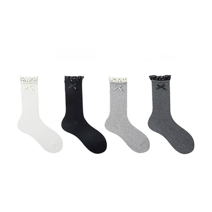 Chaussettes côtelées à volants (4 paires) - Noir - EU36-40(US3-7) - image 6