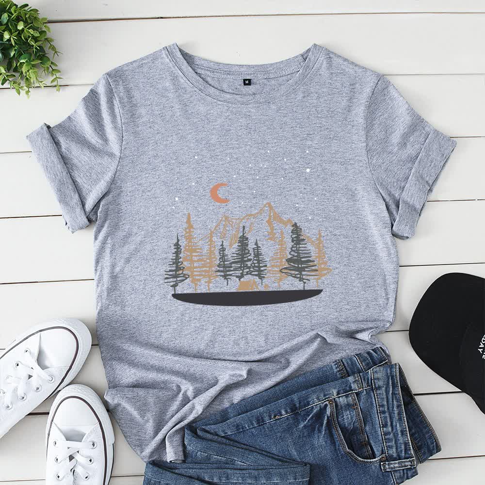 T-shirt grande taille avec motif de montagne - Gris - 5XL - image 6