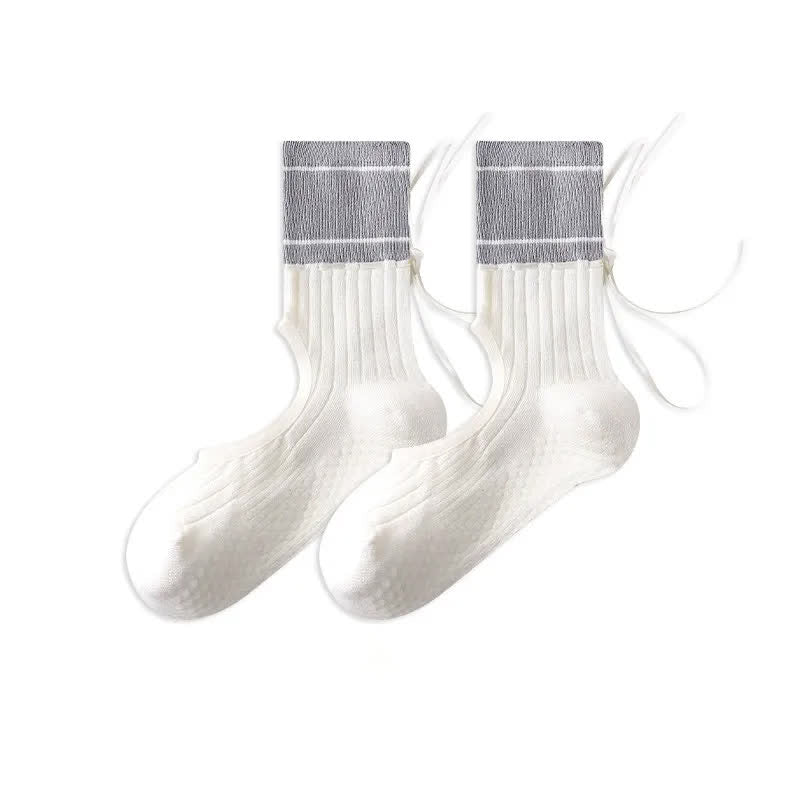 Chaussettes à cou-de-pied ouvert avec adhérence en forme d'arc (2 paires) - Gris - 40(US2-7) - Avec ruban - image 10