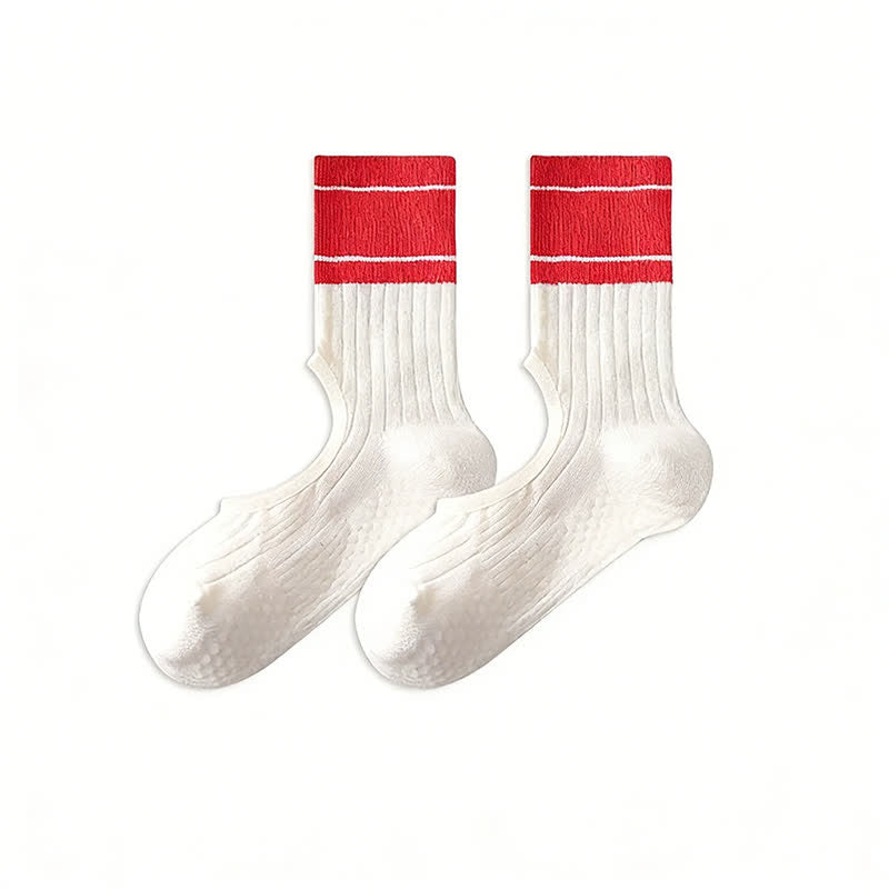 Chaussettes à cou-de-pied ouvert avec adhérence en forme d'arc (2 paires) - Rouge - 40(US2-7) - Sans ruban - image 15