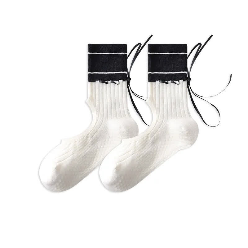 Chaussettes à cou-de-pied ouvert avec adhérence en forme d'arc (2 paires) - Noir - 40(US2-7) - Avec ruban - image 11