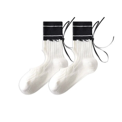 Chaussettes à cou-de-pied ouvert avec adhérence en forme d'arc (2 paires) - Noir - 40(US2-7) - Avec ruban - image 11