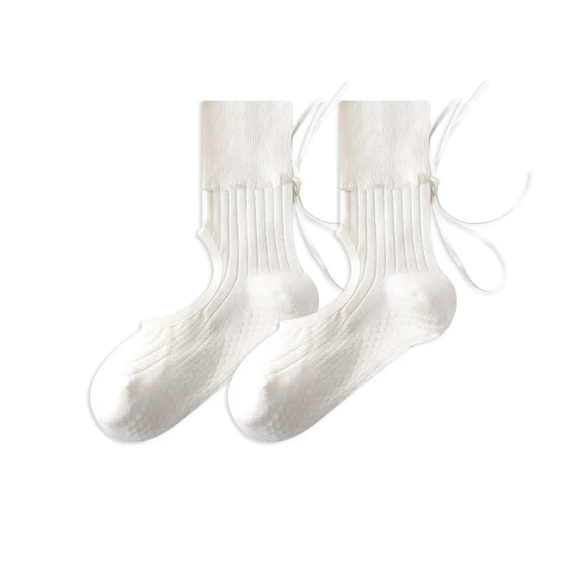 Chaussettes à cou-de-pied ouvert avec adhérence en forme d'arc (2 paires) - Blanc - 40(US2-7) - Avec ruban - image 9