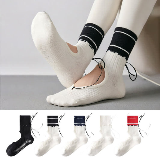 Chaussettes à cou-de-pied ouvert avec adhérence en forme d'arc (2 paires) - image 0