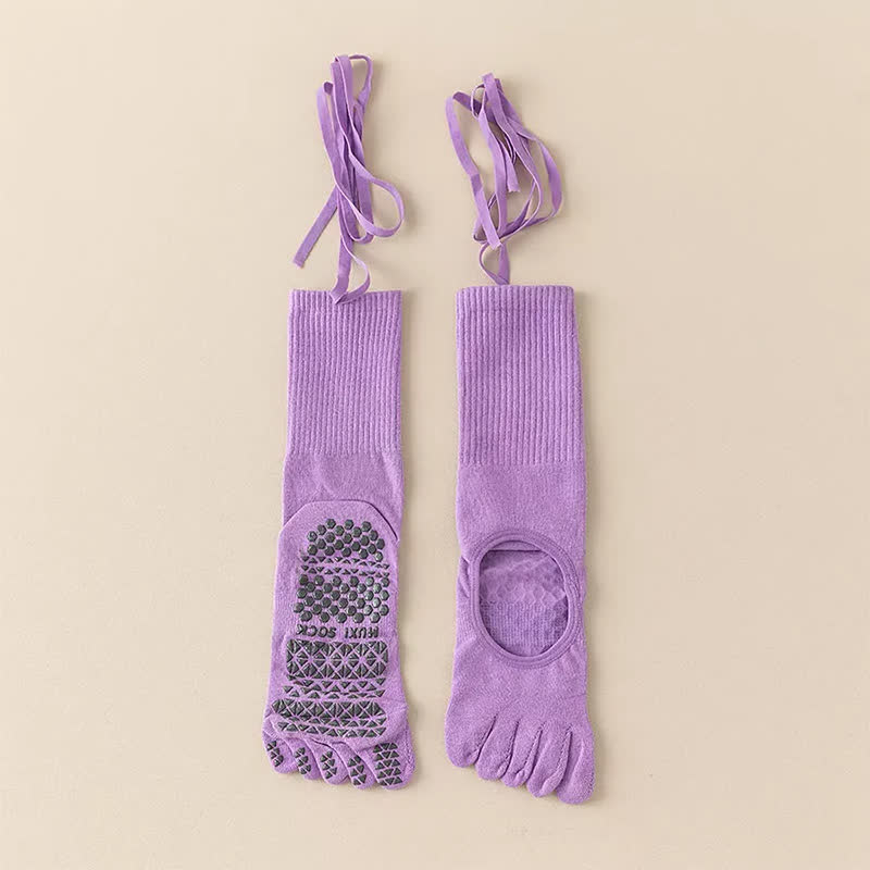 Chaussettes de ballet à orteils antidérapants (2 paires) - Violet - UE35-39 (US2-6) - image 6