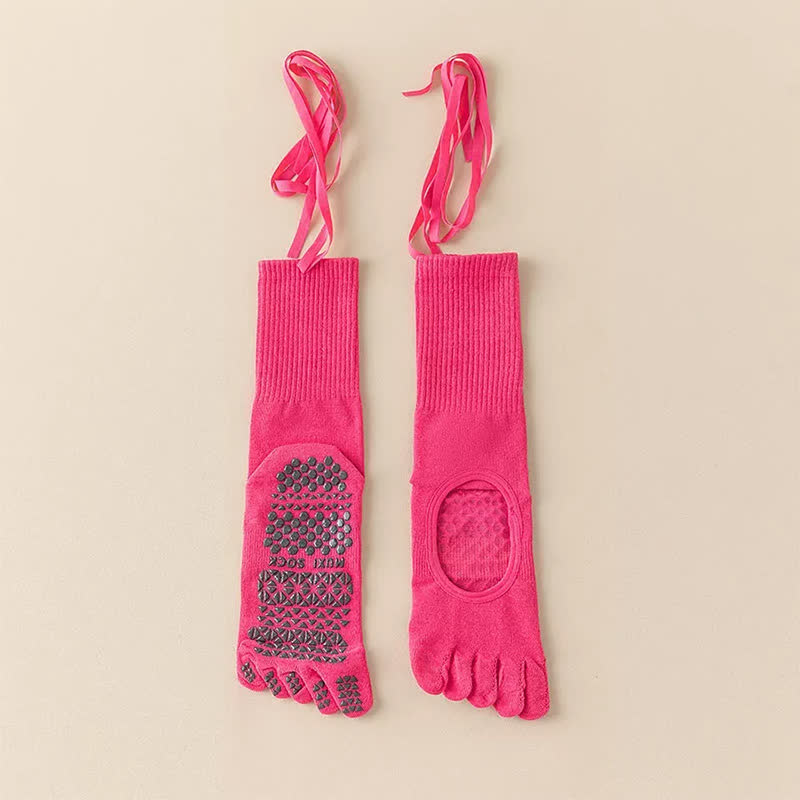 Chaussettes de ballet à orteils antidérapants (2 paires) - Fuchsia - UE35-39 (US2-6) - image 5