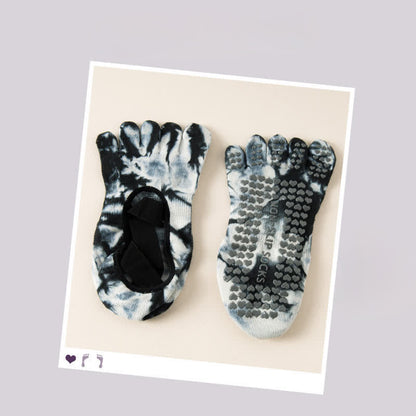 Chaussettes antidérapantes à cinq orteils tie-dye (2 paires) - Noir - EU36-42(US3-8.5) - image 6