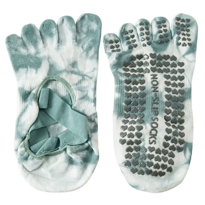 Chaussettes antidérapantes à cinq orteils tie-dye (2 paires) - image 2