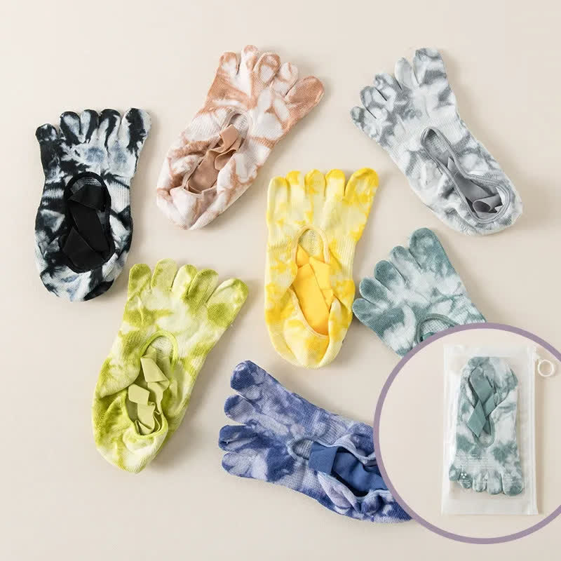 Chaussettes antidérapantes à cinq orteils tie-dye (2 paires) - image 4