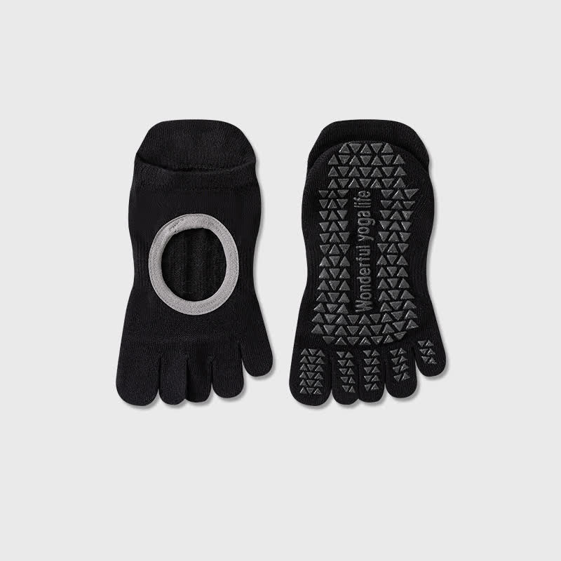 Chaussettes de yoga antidérapantes à cinq orteils (2 paires) - Noir - 40(US2-7) - image 5