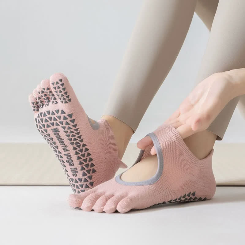 Chaussettes de yoga antidérapantes à cinq orteils (2 paires) - image 1