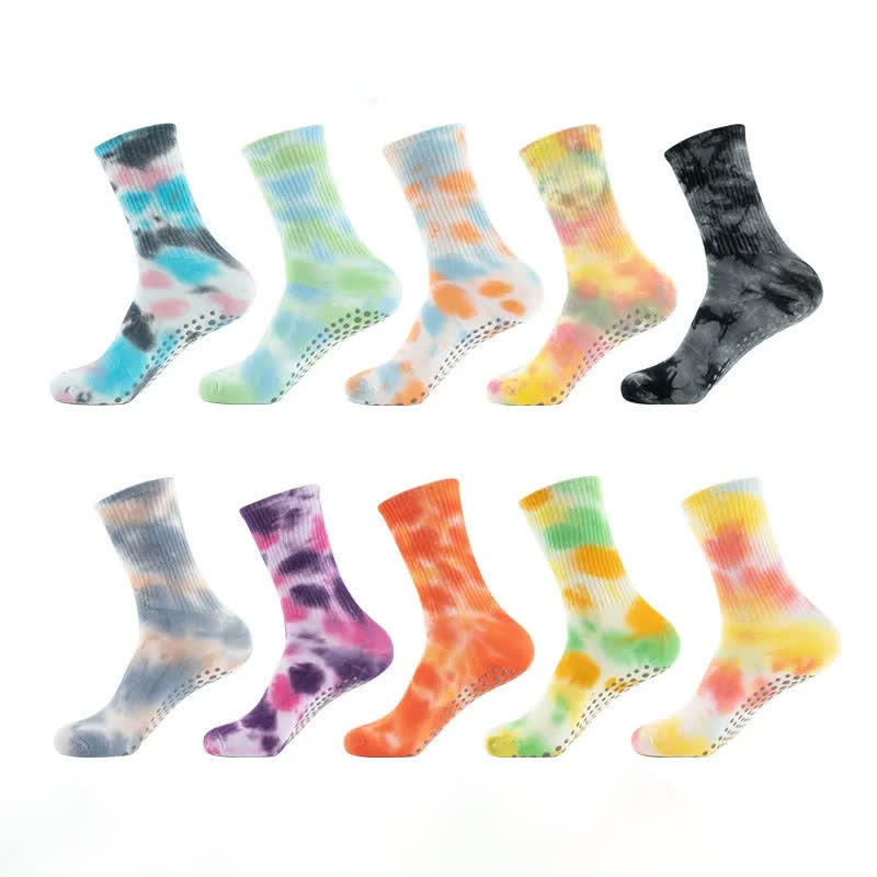 Chaussettes de yoga antidérapantes tie-dye (2 paires) - image 1