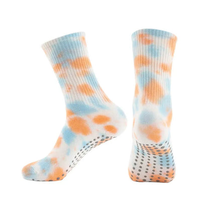 Chaussettes de yoga antidérapantes tie-dye (2 paires) - Bleu clair - 42(US5-8) - image 2