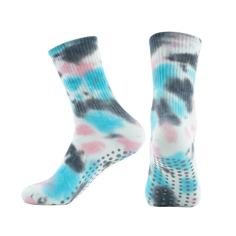 Chaussettes de yoga antidérapantes tie-dye (2 paires) - Bleu - 42(US5-8) - image 4