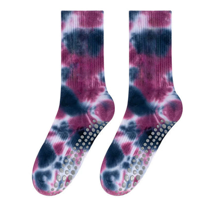 Chaussettes de yoga antidérapantes tie-dye (2 paires) - Violet foncé - 42(US5-8) - image 13