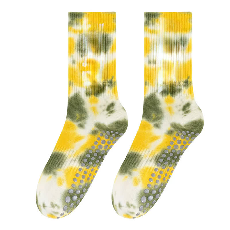 Chaussettes de yoga antidérapantes tie-dye (2 paires) - Jaune foncé - 42(US5-8) - image 14