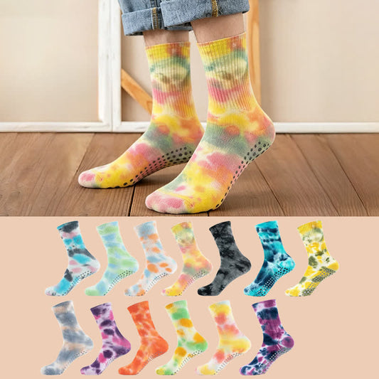 Chaussettes de yoga antidérapantes tie-dye (2 paires) - image 0