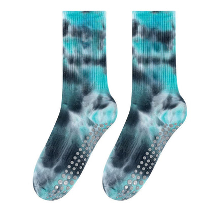 Chaussettes de yoga antidérapantes tie-dye (2 paires) - Bleu foncé - 42(US5-8) - image 12