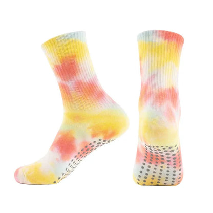Chaussettes de yoga antidérapantes tie-dye (2 paires) - Jaune - 42(US5-8) - image 3