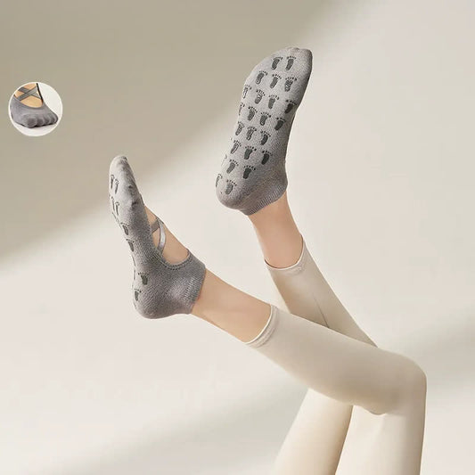 Chaussettes de yoga antidérapantes à sangles croisées (2 paires) - Gris - EU35-41 (US2-7,5) - image 0