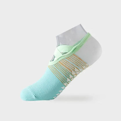 Chaussettes de yoga antidérapantes à brides croisées (6 paires) - Vert clair - 42(US2-8,5) - image 7