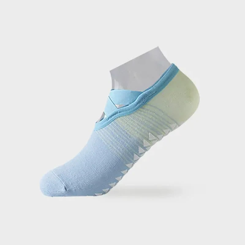 Chaussettes de yoga antidérapantes à brides croisées (6 paires) - Bleu ciel - 42(US2-8,5) - image 9